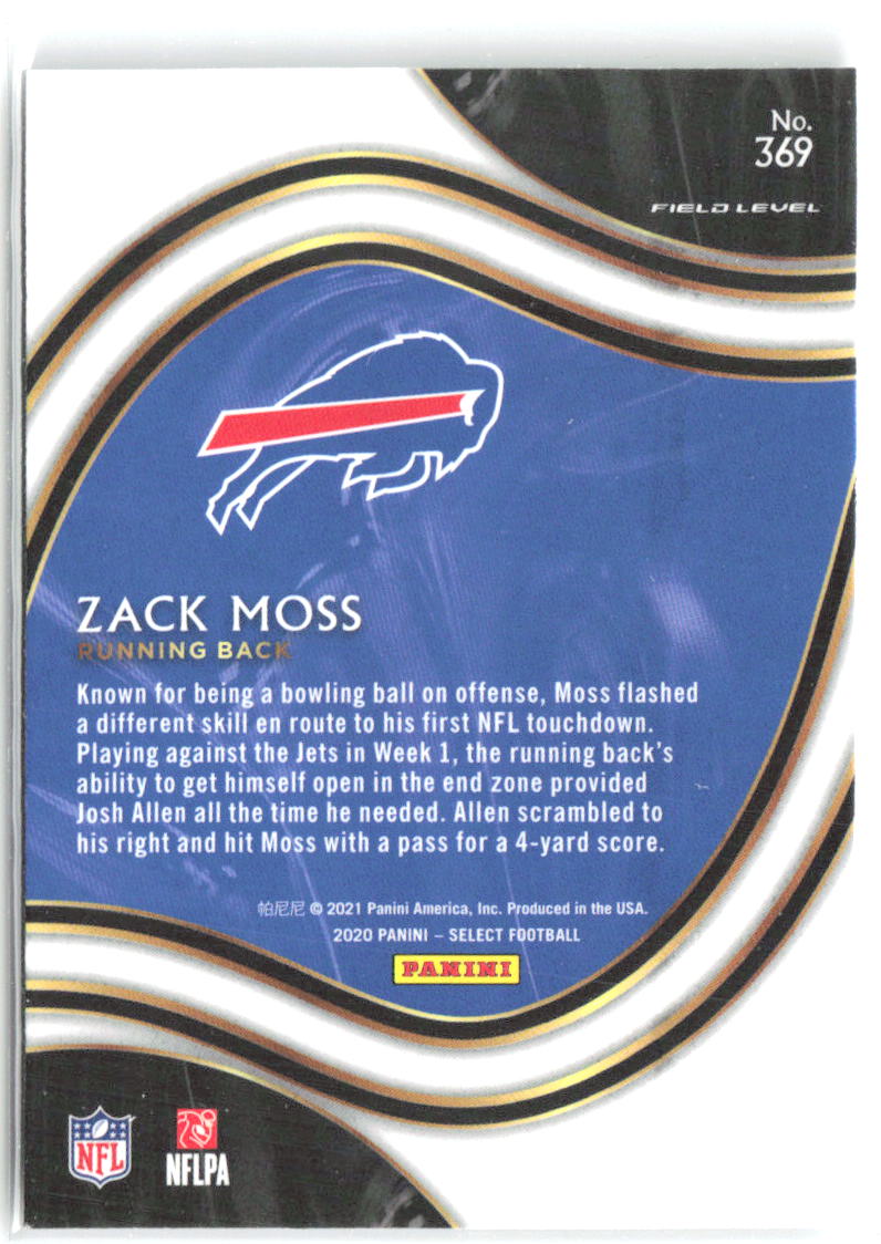 Zack Moss Panini Select 369 2020 Buffalo Bills RC
