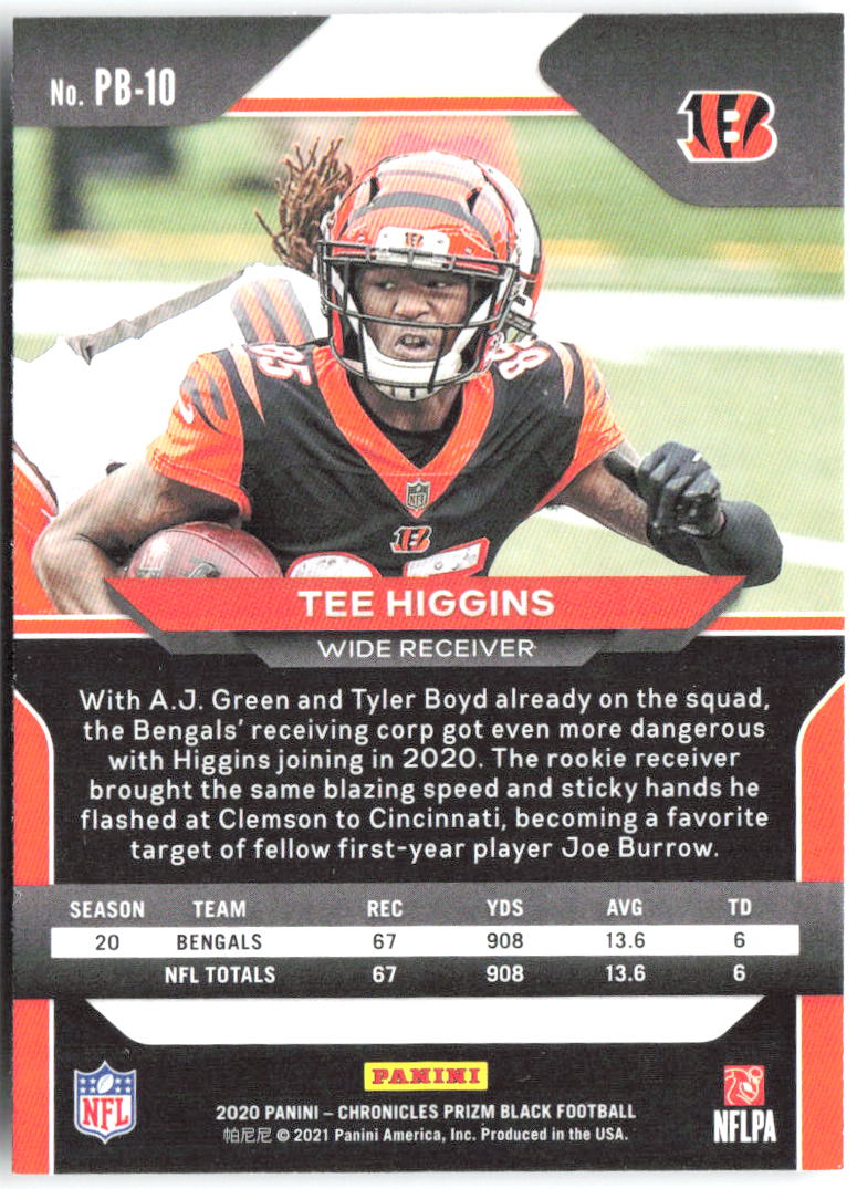 Tee Higgins Panini Chronicles - Prizm Black PB-10 2020 Cincinnati Bengals