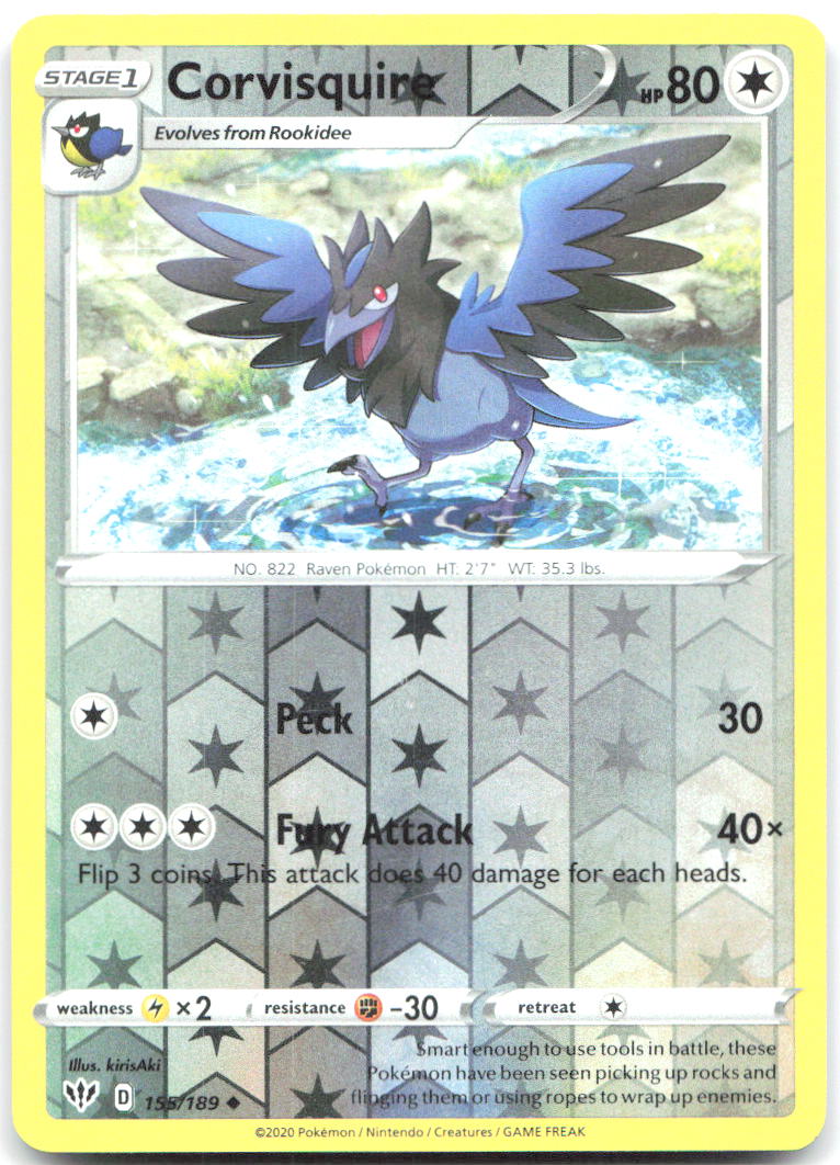 Corvisquire Reverse Holo Uncommon SWSH03 Darkness Ablaze 155/189 NM kirisAki