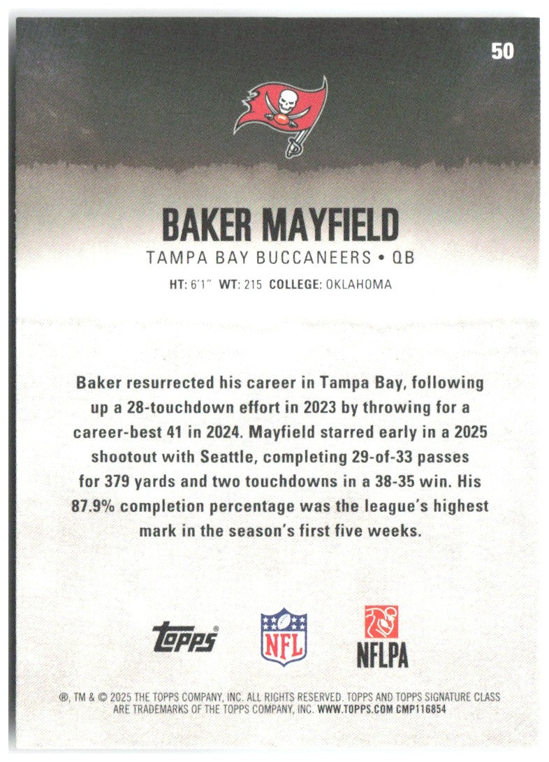 Baker Mayfield Topps Signature Class 50 2025 Tampa Bay Buccaneers