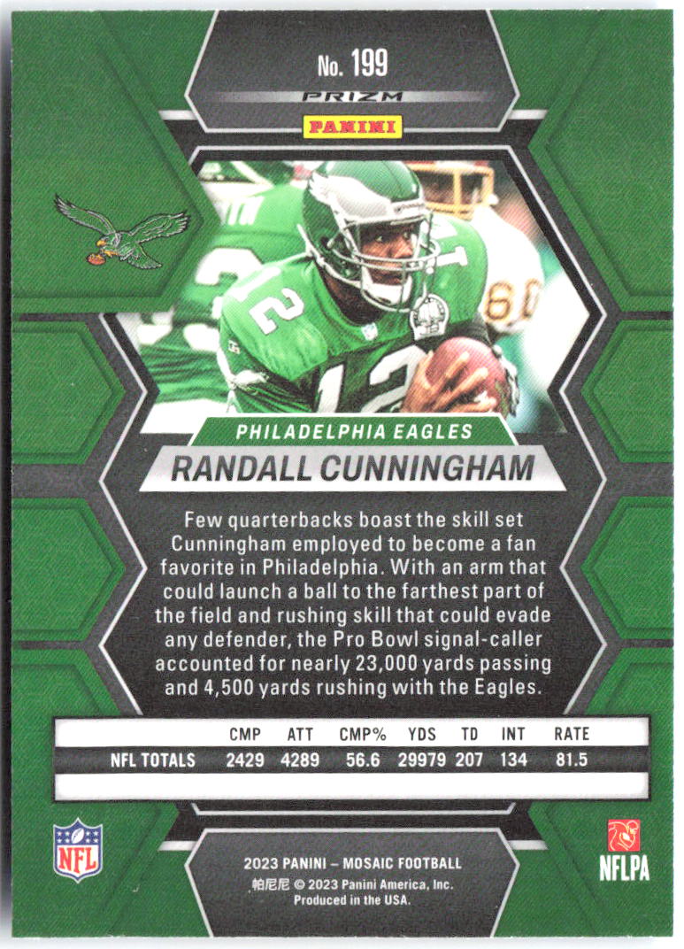 Randall Cunningham Panini Mosaic - Reactive Blue Mosaic 199 2023 Philadelphia Eagles