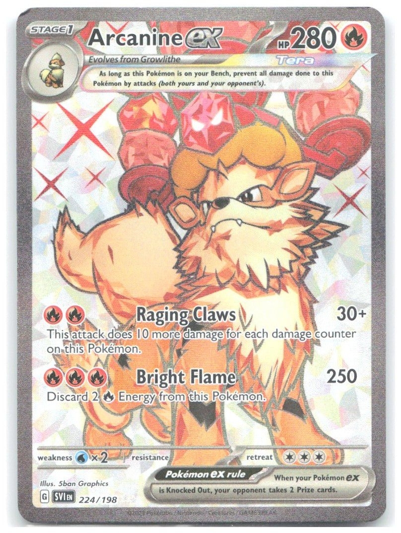 Arcanine ex Ultra Rare SV01 Scarlet & Violet Base Set 224/198 NM 5ban Graphics