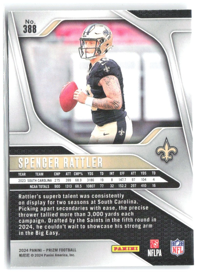 Spencer Rattler Panini Prizm 388 2024 New Orleans Saints RC