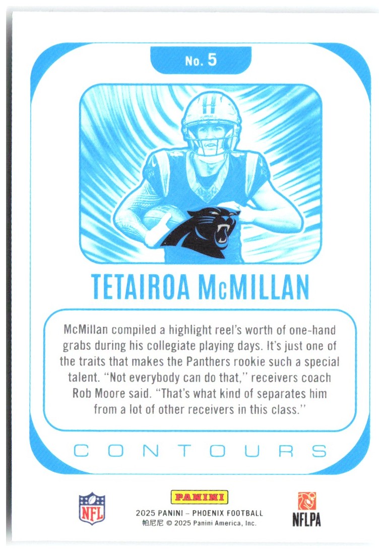 Tetairoa McMillan Panini Phoenix - Contours 5 2025 Carolina Panthers