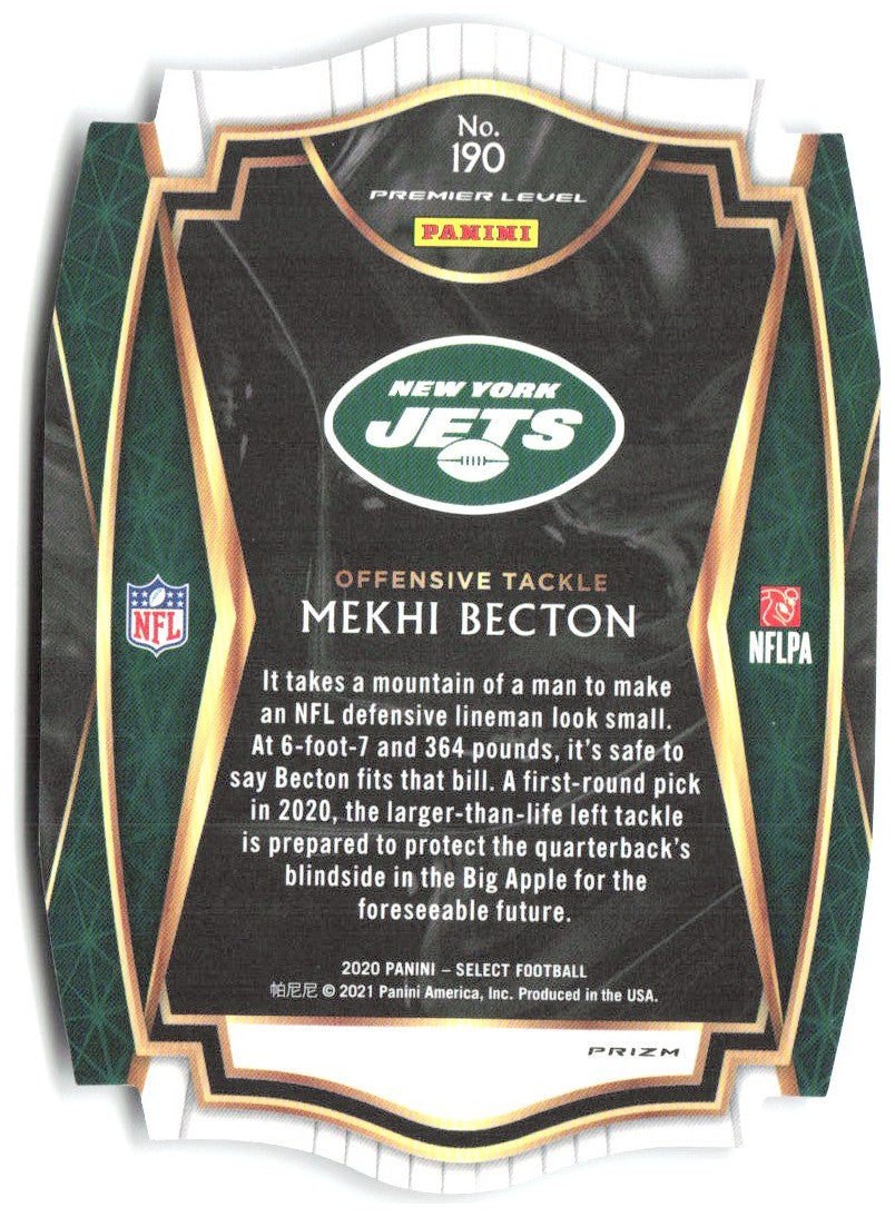 Mekhi Becton Panini Select - Purple Prizm Die Cut 190 2020 New York Jets
