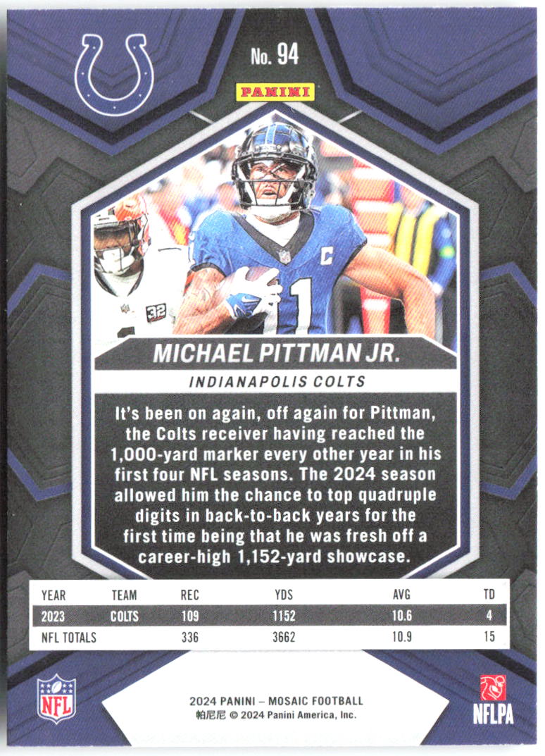 Michael Pittman Jr. Panini Mosaic 94 2024 Indianapolis Colts
