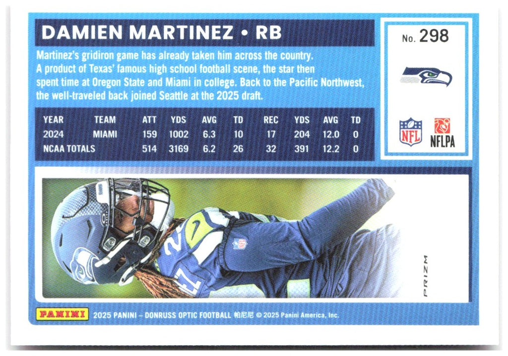Damien Martinez Donruss Optic - Pink 298 2025 Seattle Seahawks