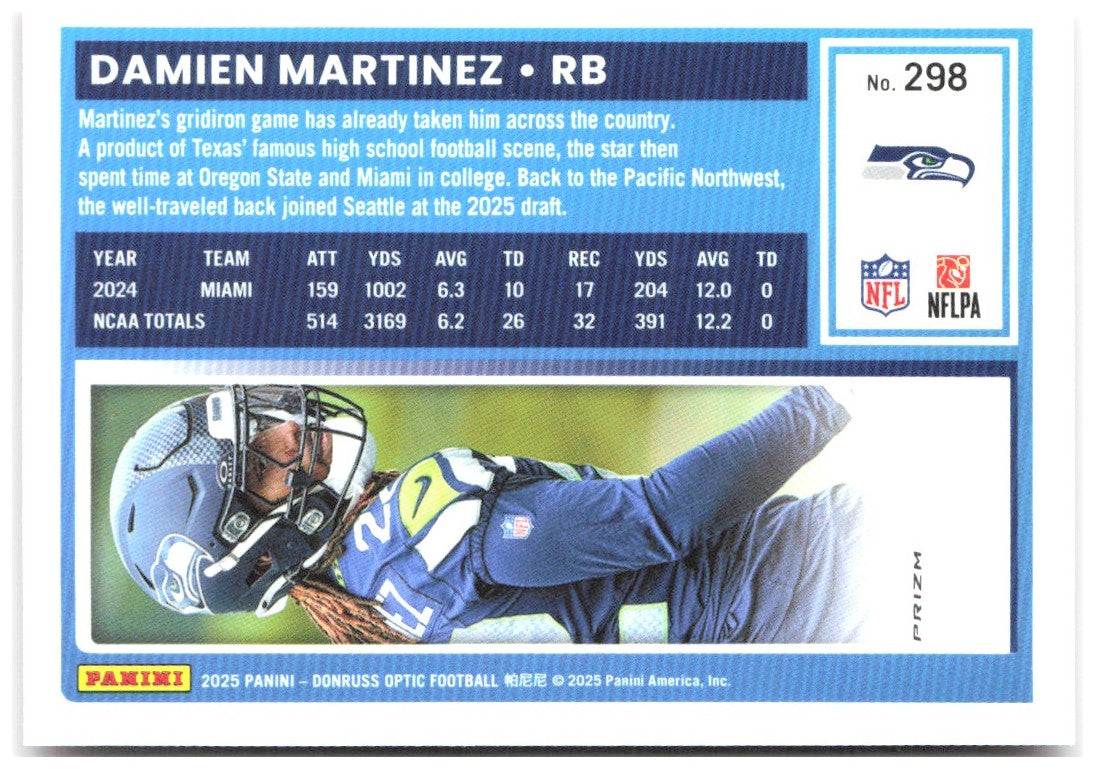 Damien Martinez Donruss Optic - Pink 298 2025 Seattle Seahawks