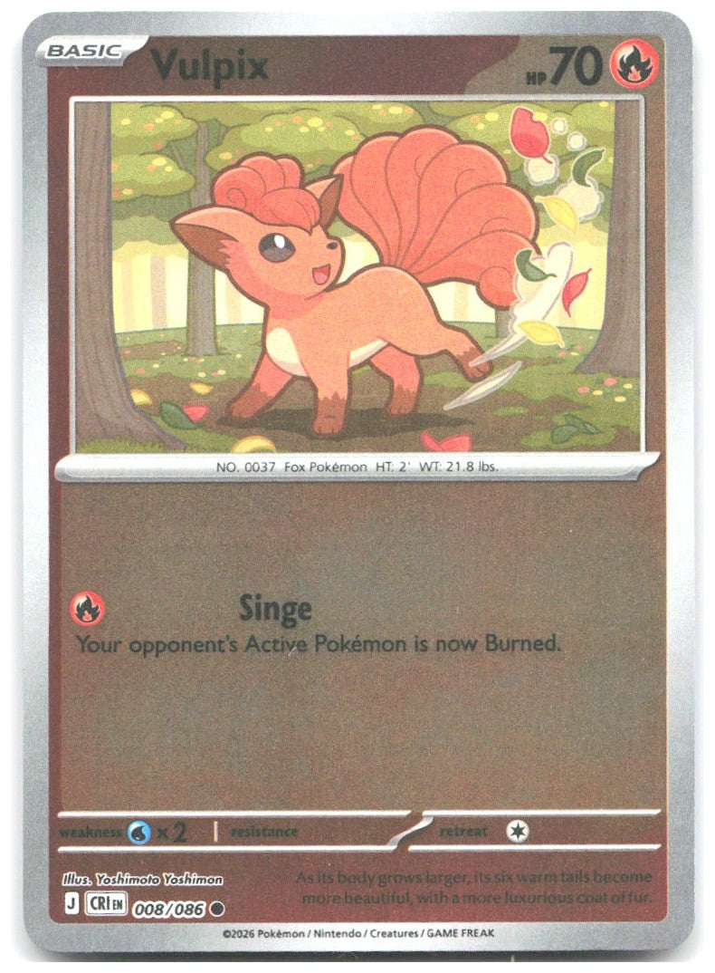 Vulpix Reverse Holo Common ME04 Chaos Rising 008/086 NM Yoshimoto Yoshimon