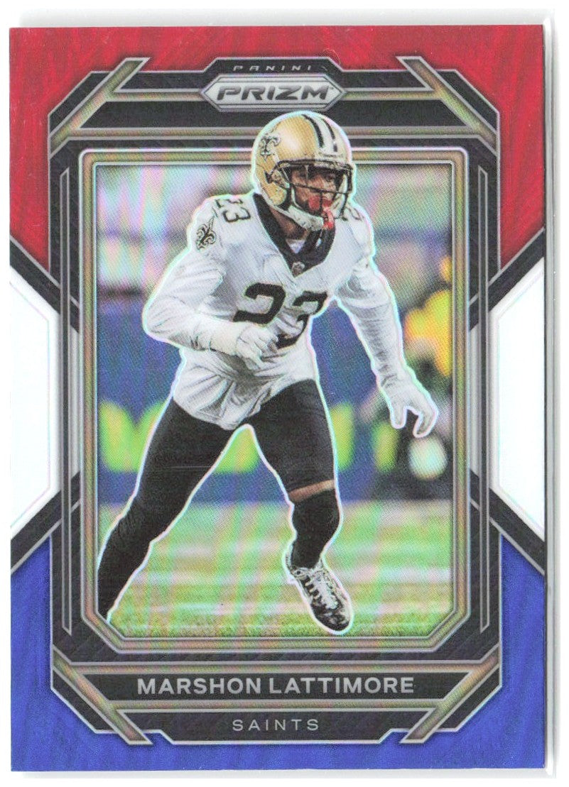Marshon Lattimore Panini Prizm - Red White and Blue 214 2022 New Orleans Saints
