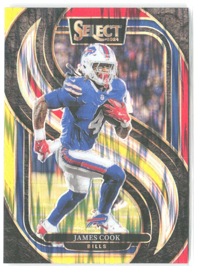 James Cook Panini Select - Red & Yellow Prizm Shock 167 2024 Buffalo Bills
