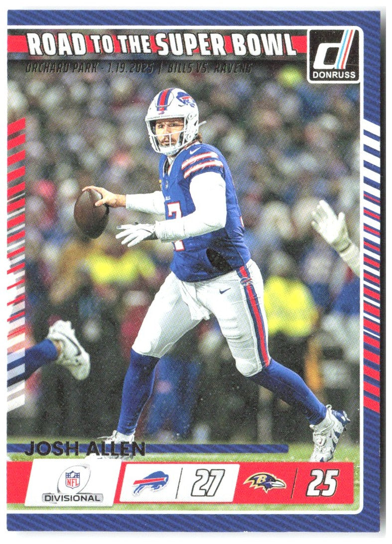 Josh Allen Donruss Road to the Super Bowl Divisional Round 4 2025 Buffalo Bills