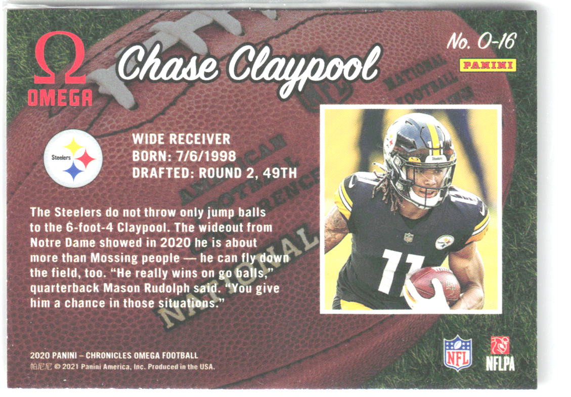 Chase Claypool Panini Chronicles - Omega O-16 2020 Pittsburgh Steelers