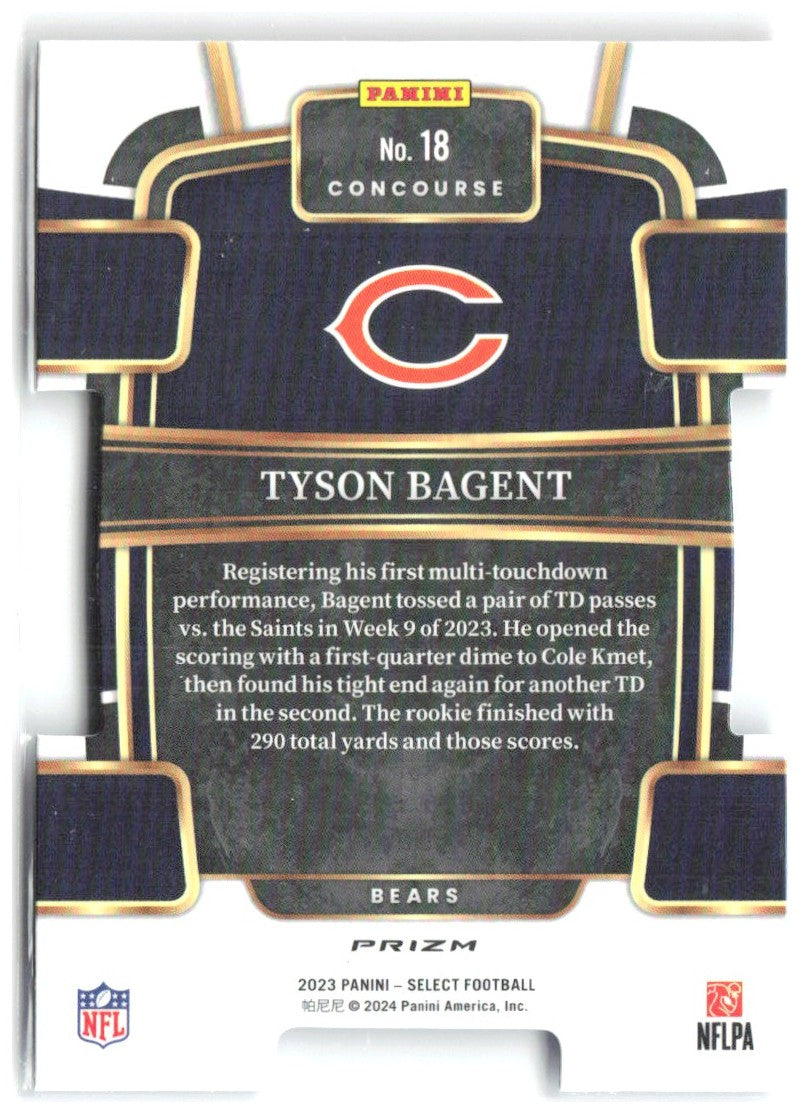 Tyson Bagent Panini Select - Red and Blue Prizms Die Cuts 18 2023 Chicago Bears