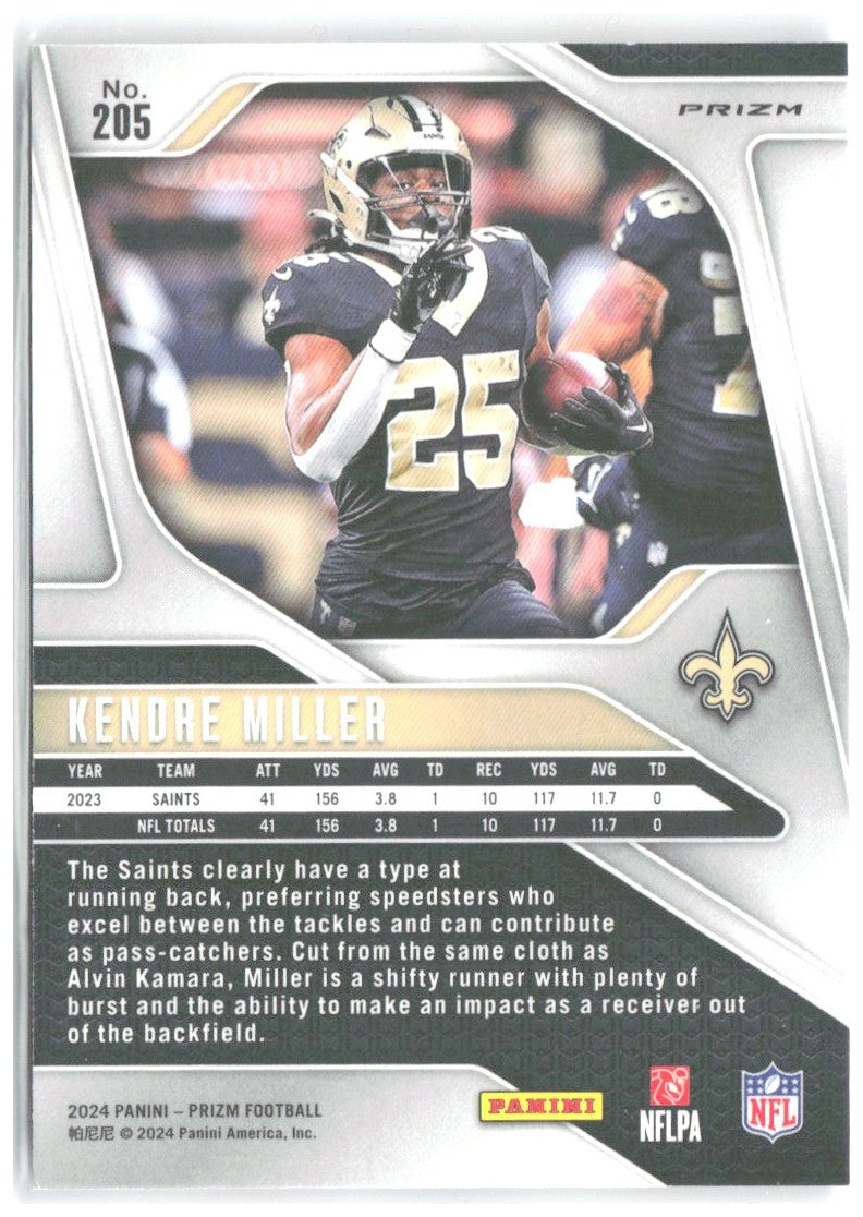 Kendre Miller Panini Prizm - Red White and Blue 205 2024 New Orleans Saints