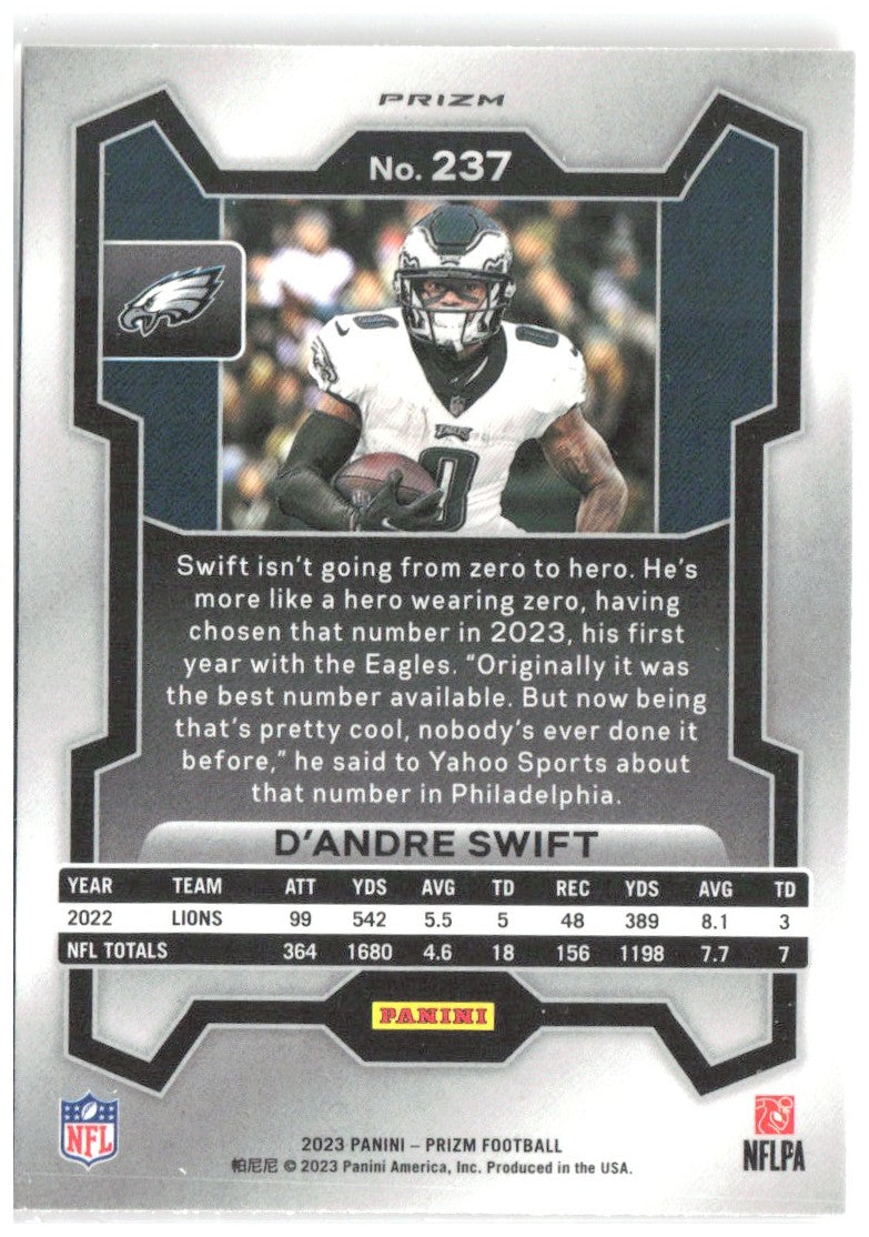D'Andre Swift Panini Prizm - Lazer 237 2023 Philadelphia Eagles