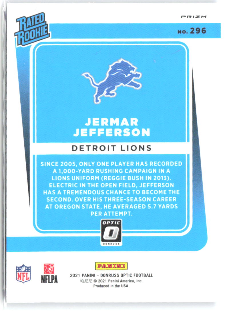 Jermar Jefferson Donruss Optic - Blue Hyper 296 2021 Detroit Lions