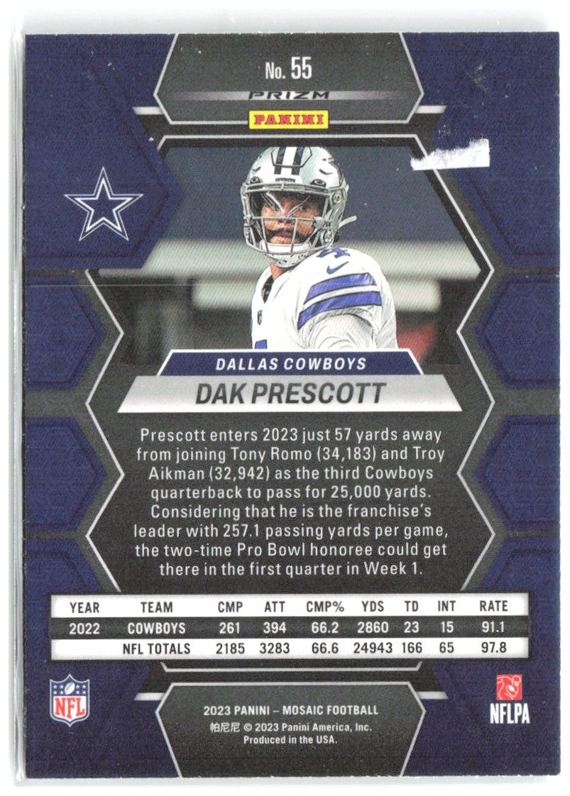 Dak Prescott Panini Mosaic - Mosaic 55 2023 Dallas Cowboys