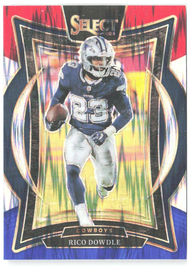 Rico Dowdle Panini Select - Red & Blue Prizm Shock 90 2024 Dallas Cowboys