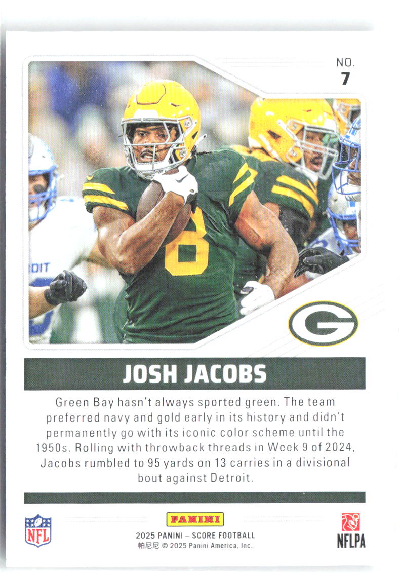 Josh Jacobs Score - Throwbacks 7 2025 Green Bay Packers