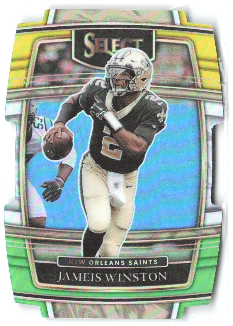 Jameis Winston Select Green and Yellow Prizm Die Cut 25 2021 New Orleans Saints