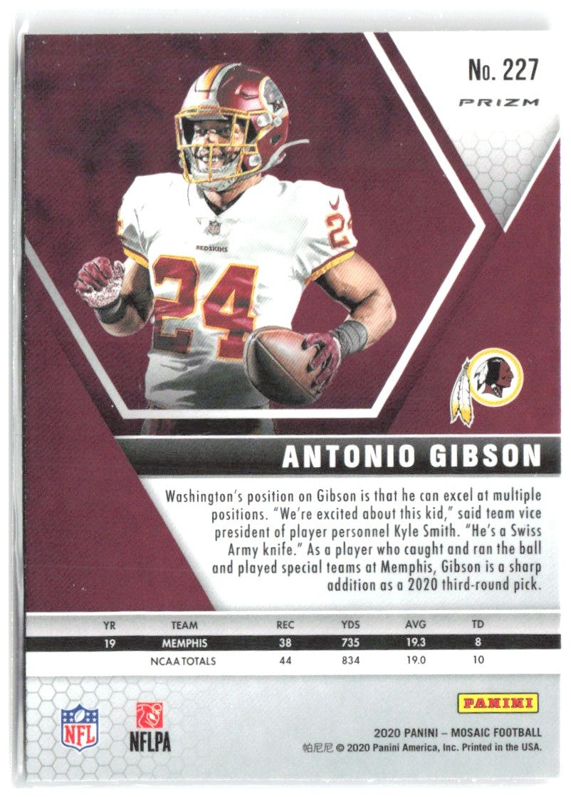 Antonio Gibson Panini Mosaic - Prizm Camo Pink 227 2020 Washington Redskins