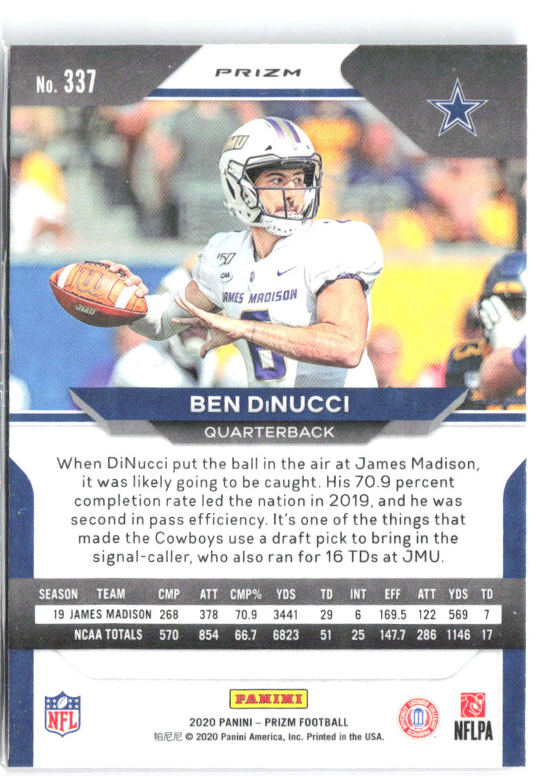 Ben DiNucci Panini Prizm - Prizm Red White and Blue 337 2020 Dallas Cowboys