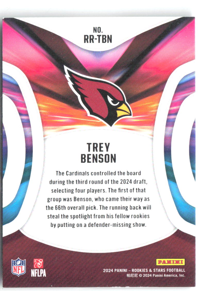 Trey Benson Panini Rookies & Stars - Rookie Rush RR-TBN 2024 Arizona Cardinals