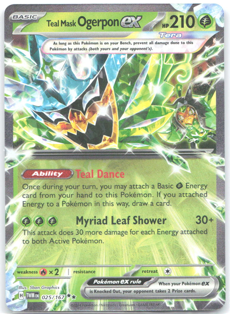Teal Mask Ogerpon ex Double Rare Twilight Masquerade 025/167 NM 5ban Graphics