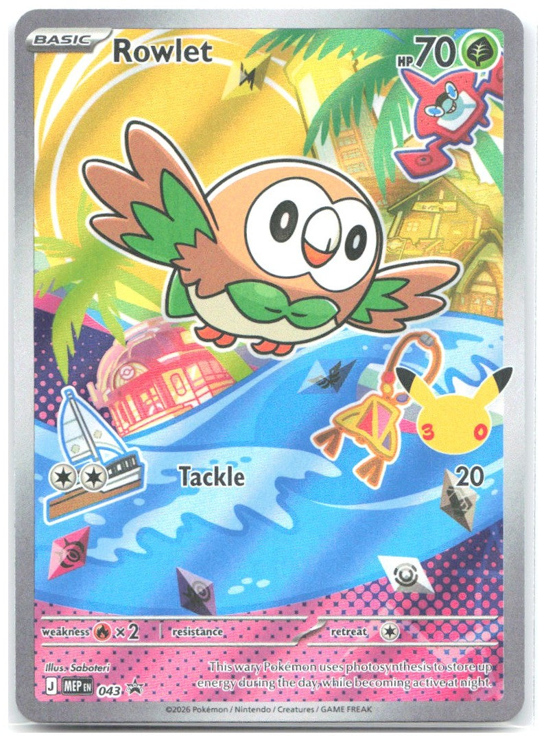 Rowlet Holo Promo ME Mega Evolution Promo 043 NM Saboteri