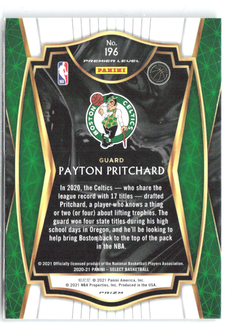 Payton Pritchard Panini Select - Silver Prizms 196 2020-21 Boston Celtics