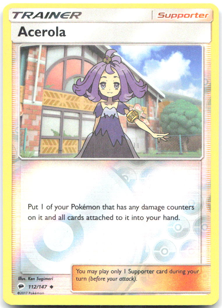 Acerola Reverse Holo Uncommon SM Burning Shadows 112/147 NM Ken Sugimori