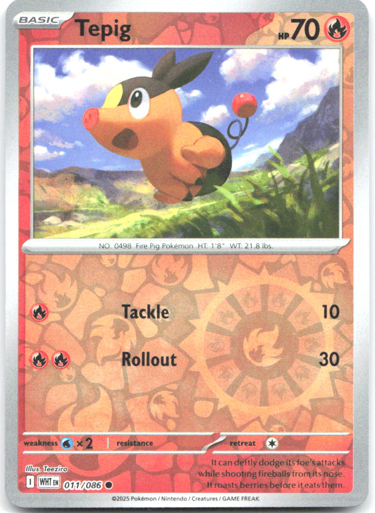 Tepig Reverse Holo Common SV White Flare 011/086 NM Teeziro
