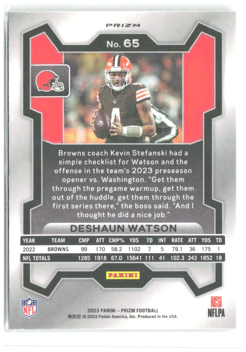 Deshaun Watson Panini Prizm - Neon Green Pulsar 65 2023 Cleveland Browns