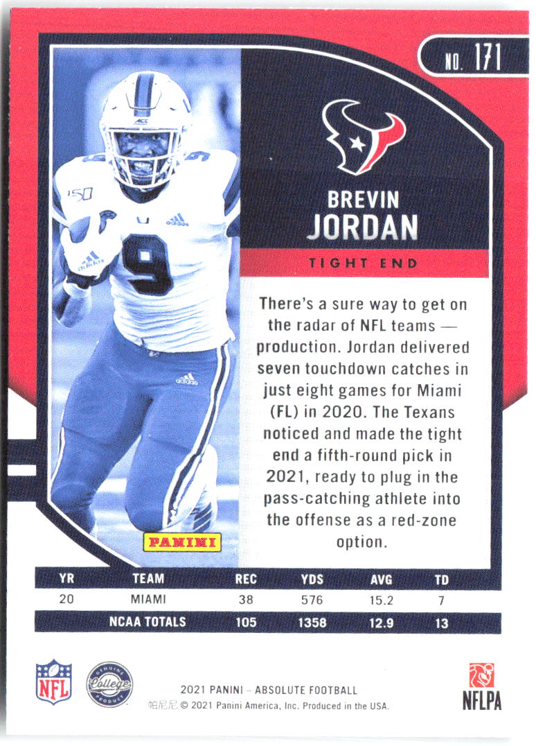 Brevin Jordan Panini Absolute - Retail 171 2021 Houston Texans RC