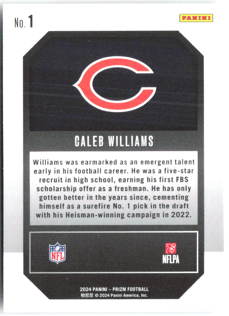 Caleb Williams Panini Prizm - Emergent 1 2024 Chicago Bears