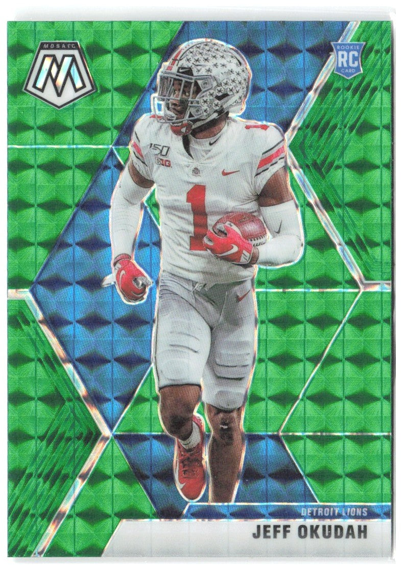 Jeff Okudah Panini Mosaic - Prizm Green 243 2020 Detroit Lions