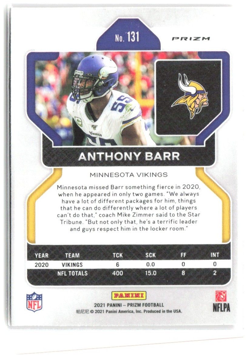 Anthony Barr Panini Prizm - Disco 131 2021 Minnesota Vikings