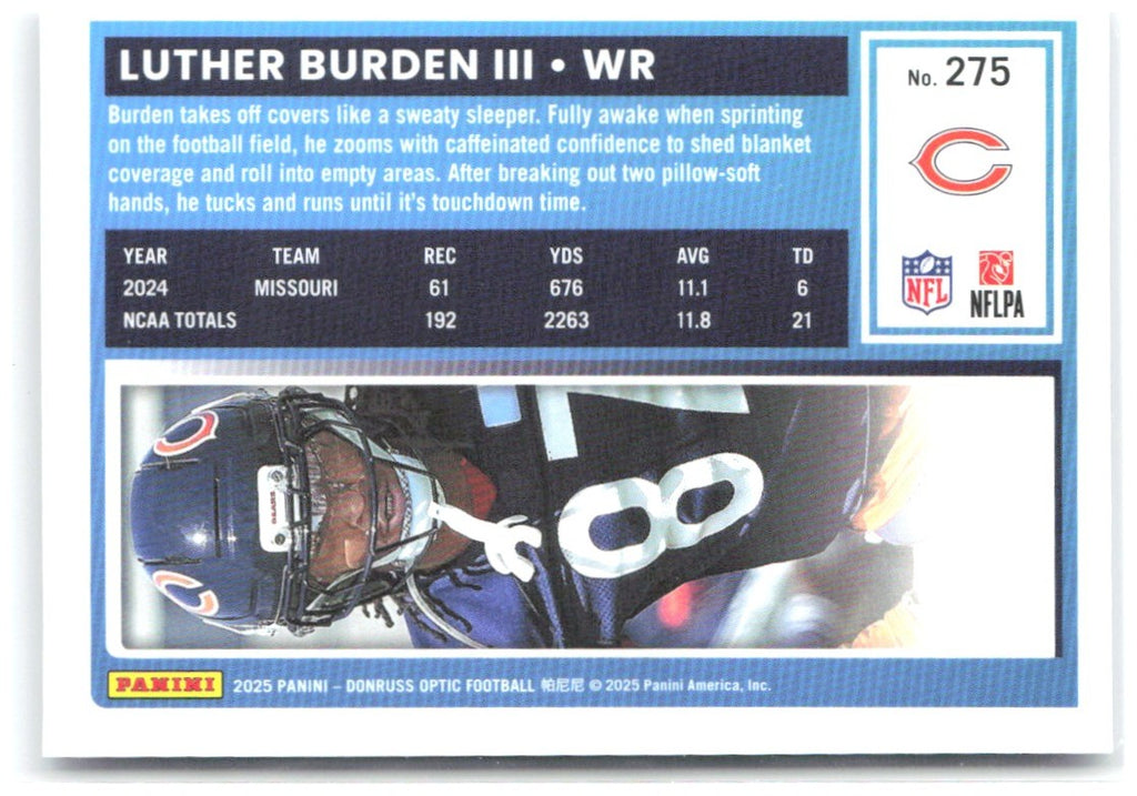 Luther Burden III Donruss Optic 275 2025 Chicago Bears RC
