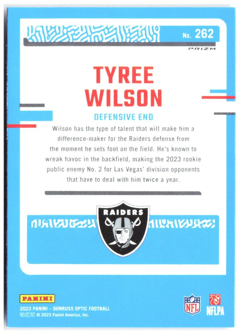Tyree Wilson Donruss Optic - Purple Shock 262 2023 Las Vegas Raiders