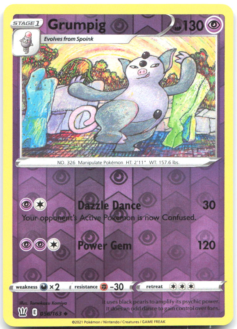 Grumpig Reverse Holo Uncommon SWSH05 Battle Styles 056/163 NM Tomokazu Komiya
