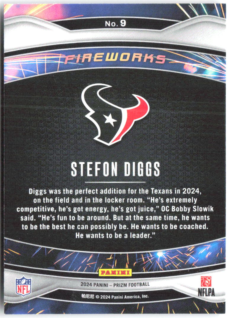 Stefon Diggs Panini Prizm - Fireworks 9 2024 Houston Texans