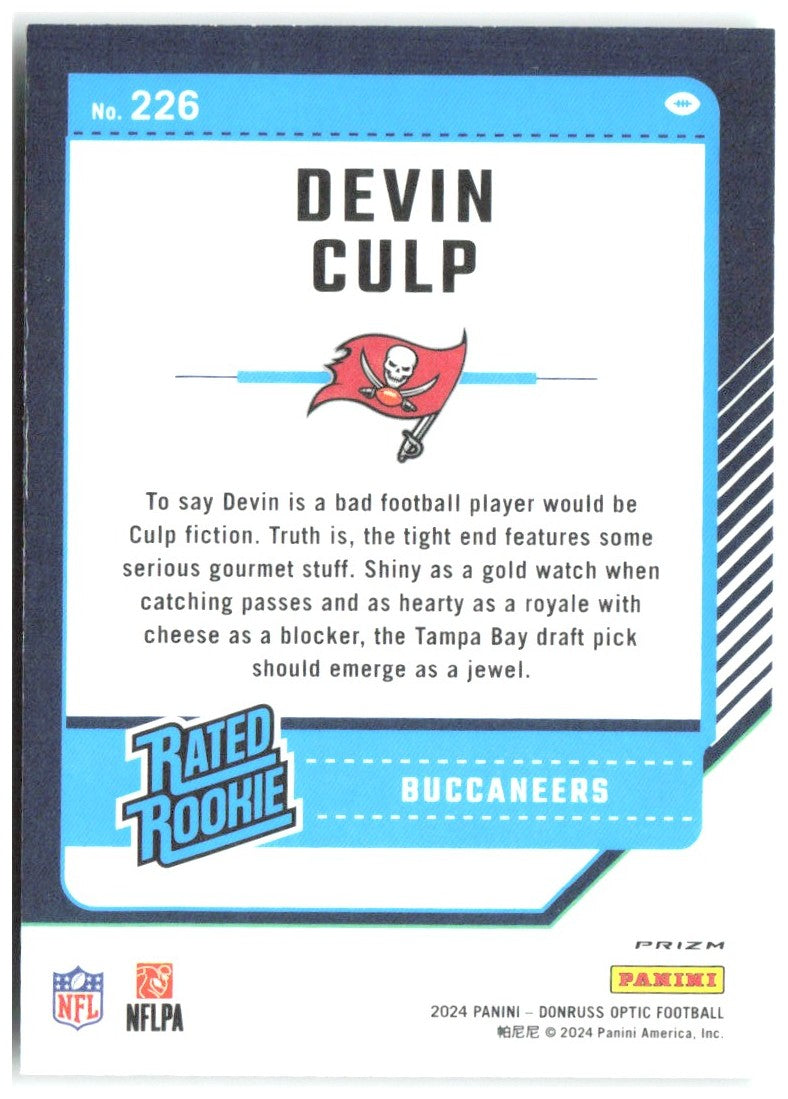 Devin Culp Donruss Optic - Green Hyper 226 2024 Tampa Bay Buccaneers