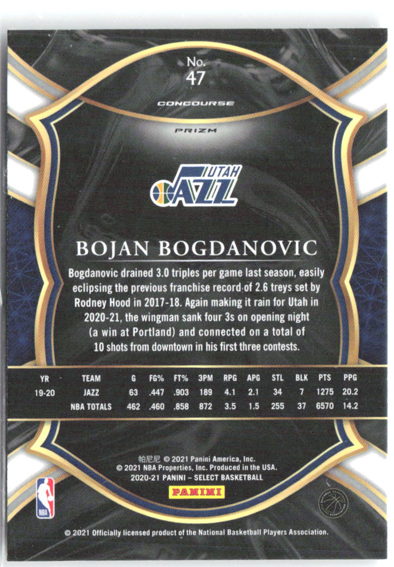 Bojan Bogdanovic Silver Prizms Panini Select - Silver Prizms 47 NM
