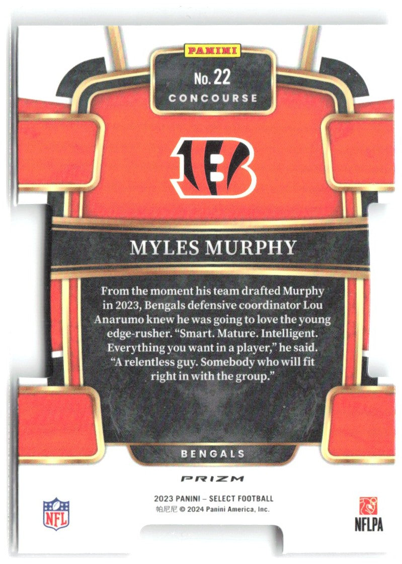 Myles Murphy Select - Black and Red Prizms Die Cuts 22 2023 Cincinnati Bengals