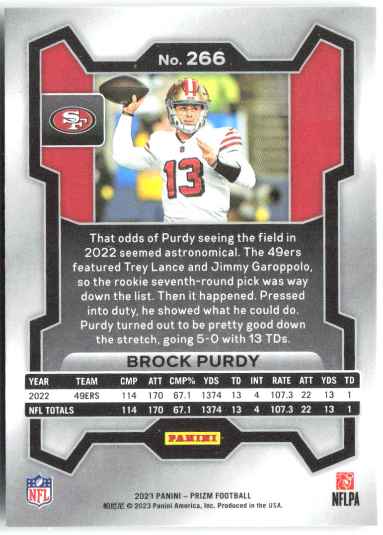 Brock Purdy Panini Prizm 266 2023 San Francisco 49ers