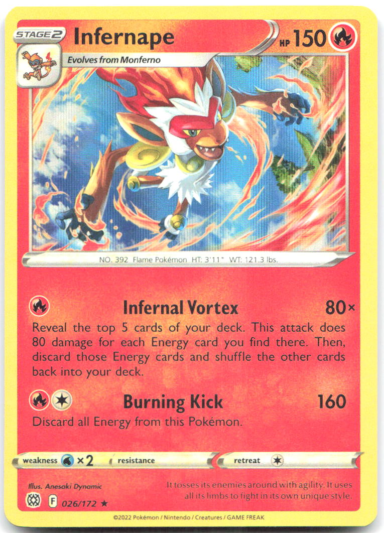 Infernape Holo Rare SWSH09 Brilliant Stars 026/172 NM