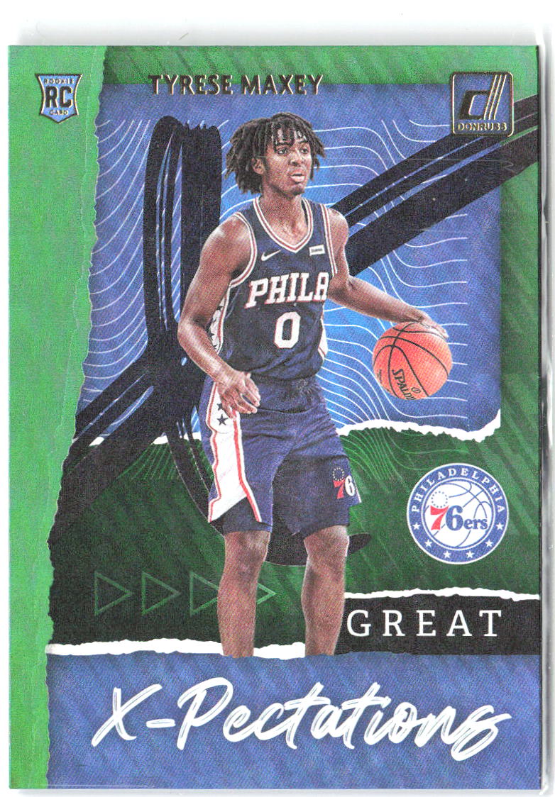 Tyrese Maxey Donruss Great XPectations Green Flood 21 2020-21 Philadelphia 76ers
