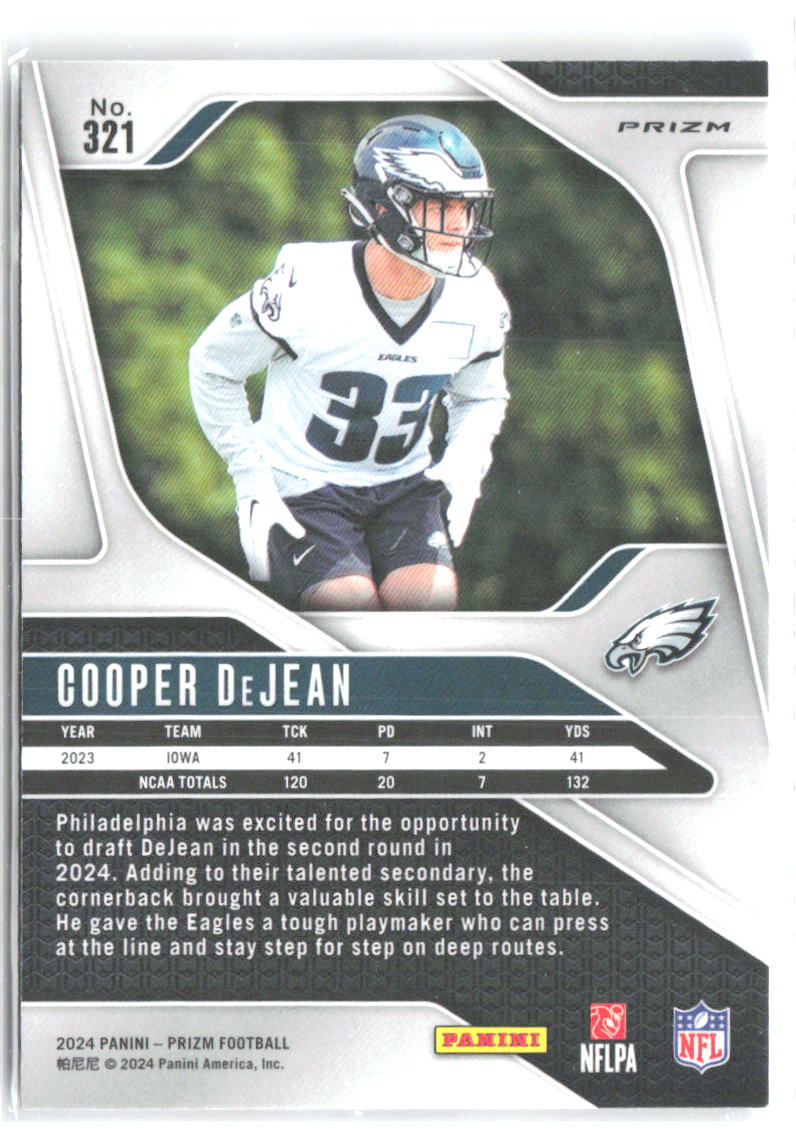 Cooper DeJean Panini Prizm - Red White and Blue 321 2024 Philadelphia Eagles