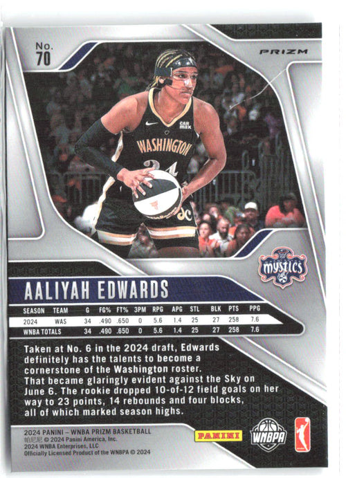 Aaliyah Edwards Panini Prizm WNBA - Ice Prizms 70 2024 Washington Mystics